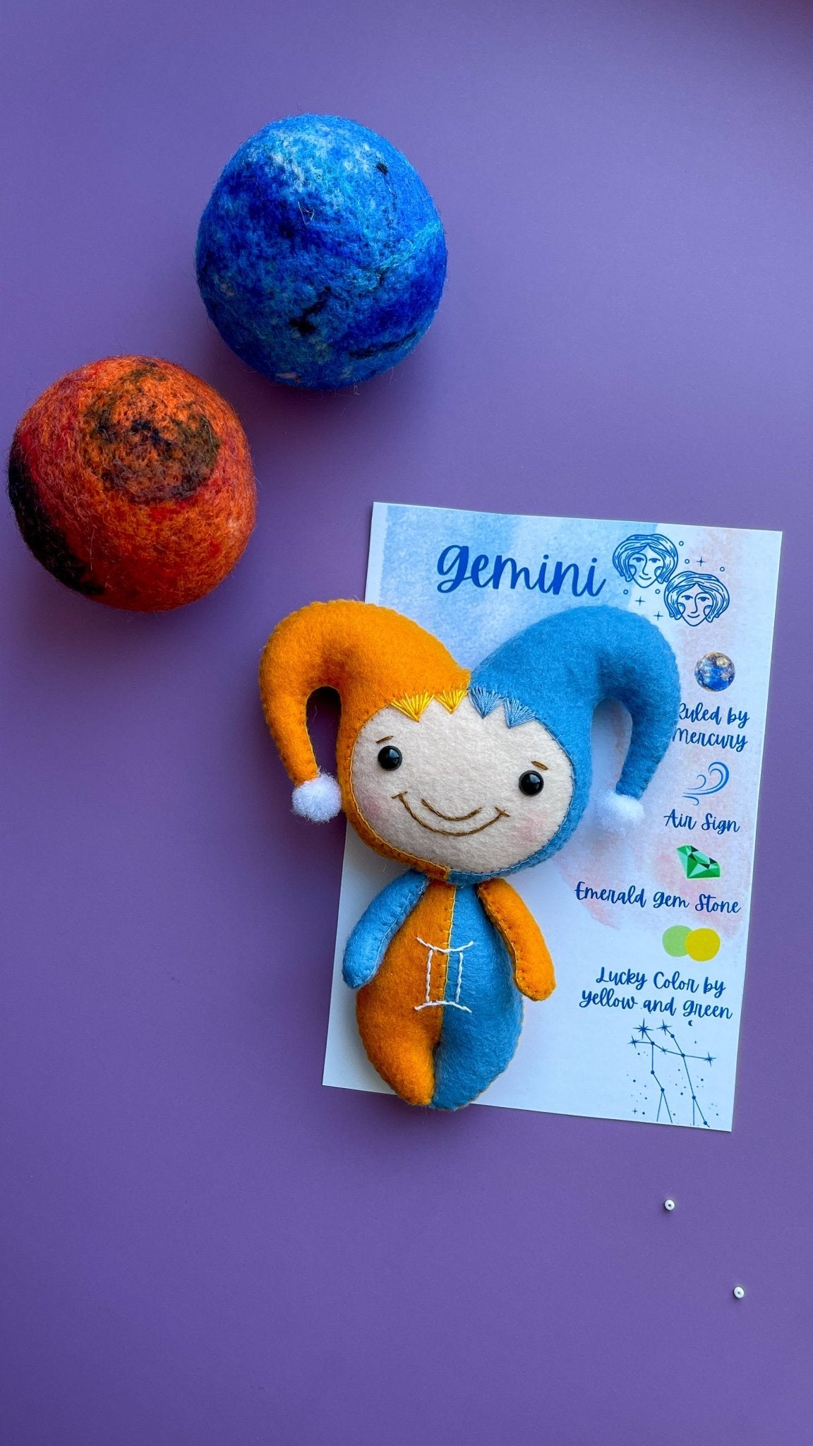 Gemini Zodiac Felt Doll - WoollyFox